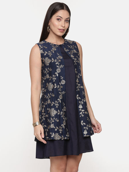 Blue Chanderi Silk Cord Set - ASCRSET024