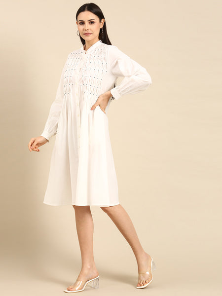 Fashion Designer Dress - White smocked dress womens
