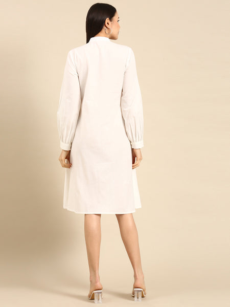 Designer party wear dresses - white smock dress