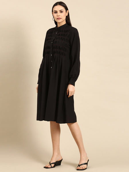 latest designer dresses for girls - black smock dress