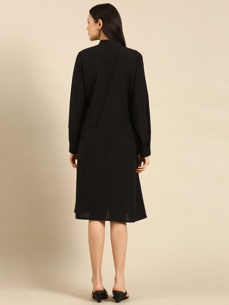 designer party wear dresses - black malai cotton