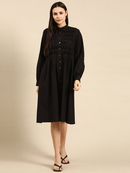 designer dresses - black smock dress