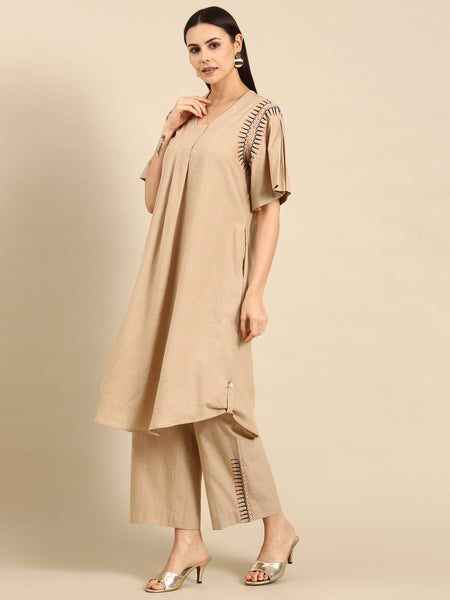 Beige a line midi dress