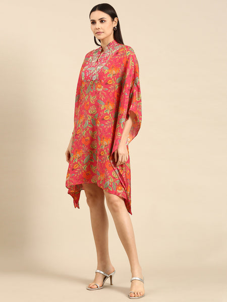 pink print muslin fabric dress