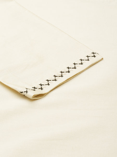 Beige Cotton Silk Panel Dress - AS0668