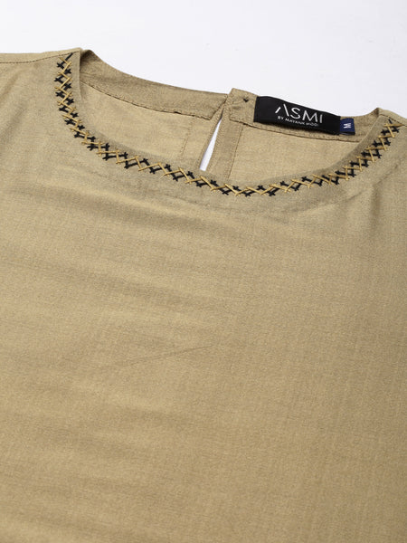 Gold Black cotton Silk Dress - AS0670