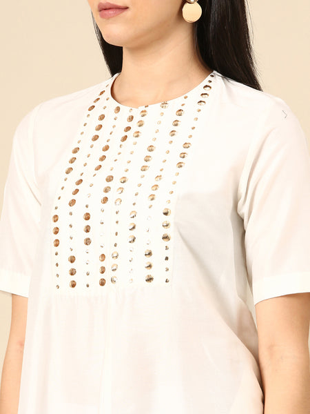 Ivory Cotton Silk Embroidery Cord Set - ASCRSET023