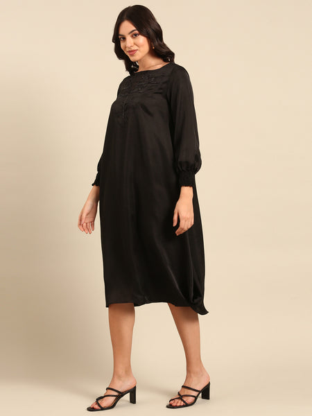 Black Silk Organza Dress - AS0681