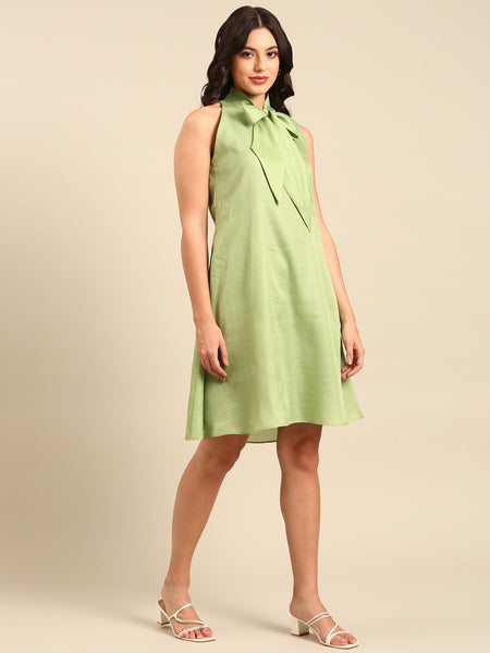 Green RT Silk Dress - AS0698