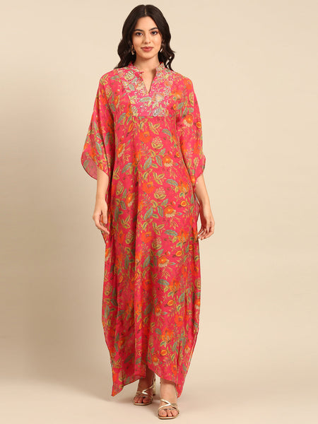 Pink Muslin Kaftan Dress - AS0701