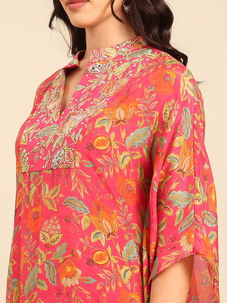 Pink Muslin Kaftan Dress - AS0701