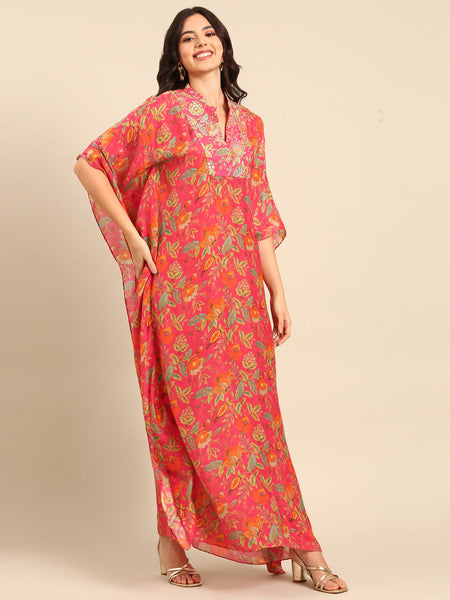 Pink Muslin Kaftan Dress - AS0701
