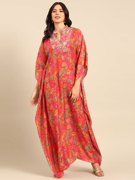Pink Muslin Kaftan Dress - AS0701