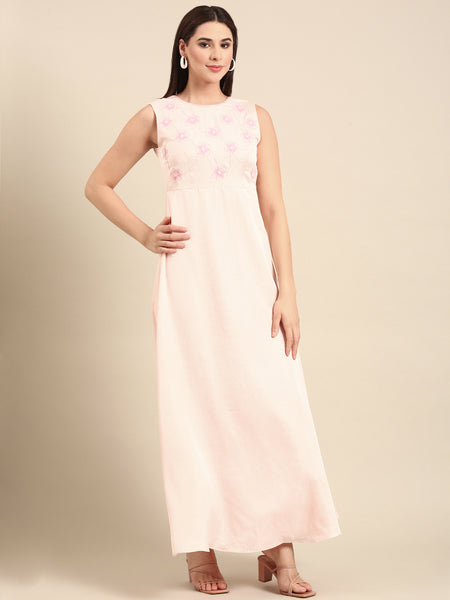 Pink Slub Silk Dress  - AS0705