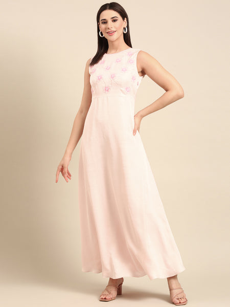 Pink Slub Silk Dress  - AS0705