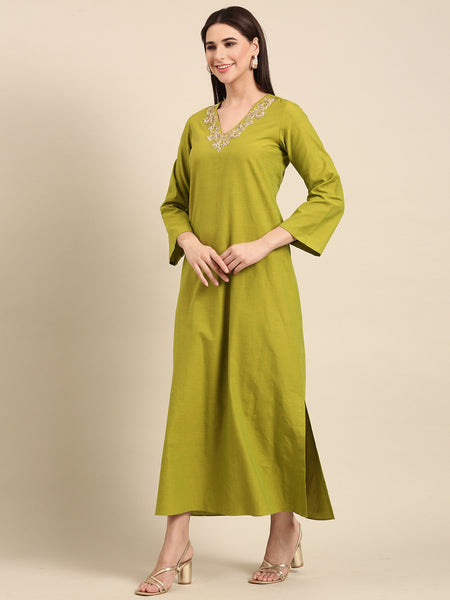 Green Malai Cotton Dress  - AS0708