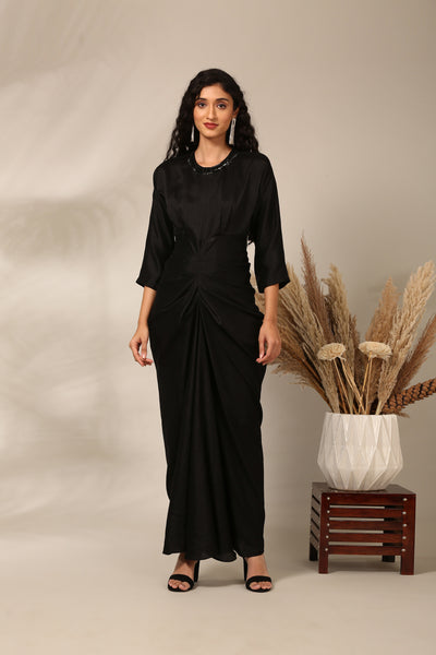 cocktail dresses - black silk slub