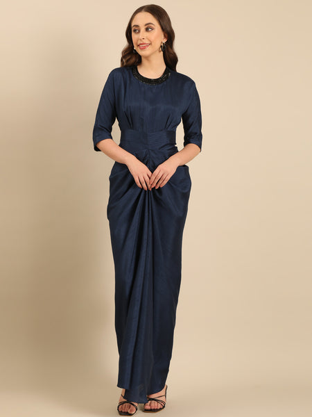 Blue Bemberg Silk Maxi Dress  - AS0731