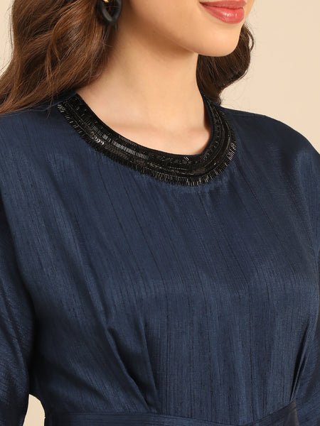 Blue Bemberg Silk Maxi Dress  - AS0731