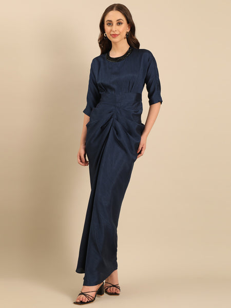 Blue Bemberg Silk Maxi Dress  - AS0731