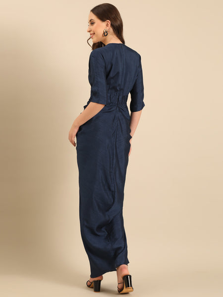 Blue Bemberg Silk Maxi Dress  - AS0731