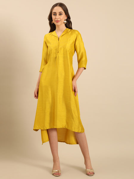 Yellow Bemberg Silk Dress  - AS0732