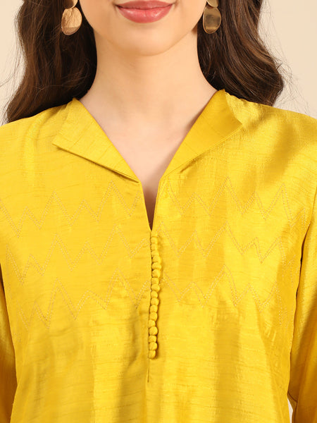 Yellow Bemberg Silk Dress  - AS0732