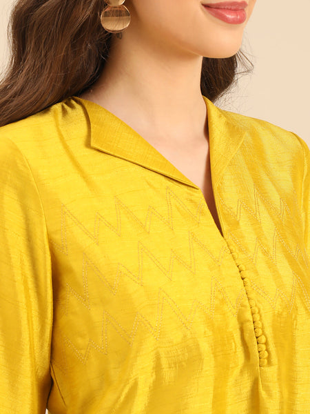 Yellow Bemberg Silk Dress  - AS0732