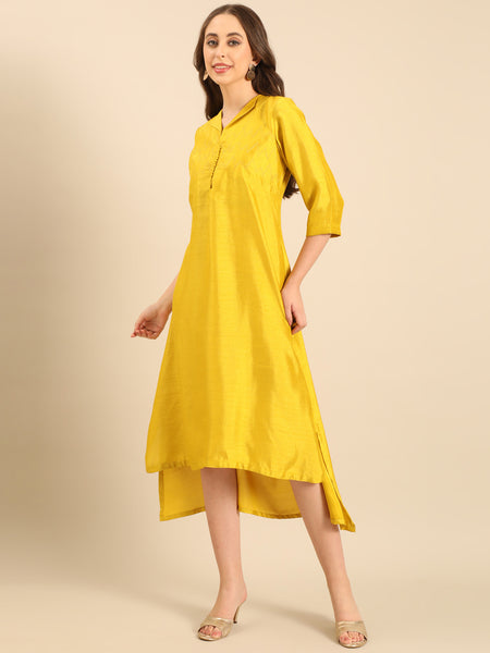 Yellow Bemberg Silk Dress  - AS0732