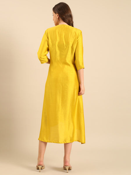Yellow Bemberg Silk Dress  - AS0732