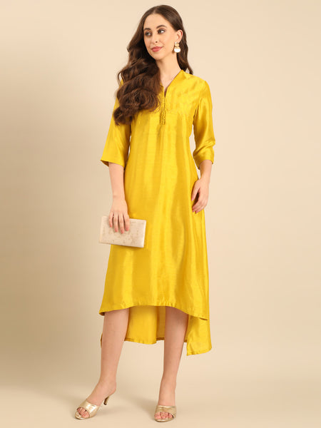 Yellow Bemberg Silk Dress  - AS0732