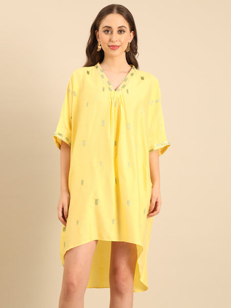 Yellow Cotton Silk Dress  - AS0733