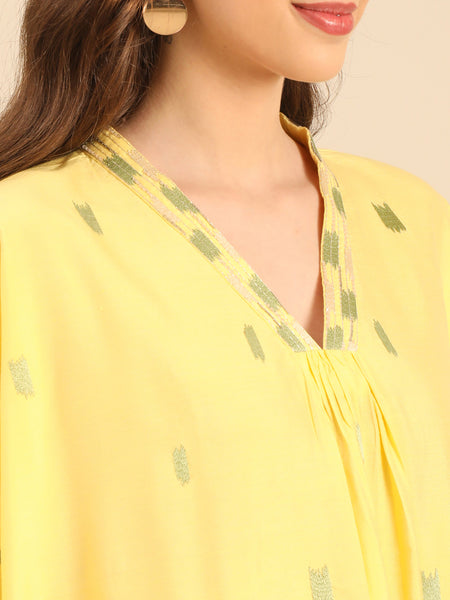 Yellow Cotton Silk Dress  - AS0733