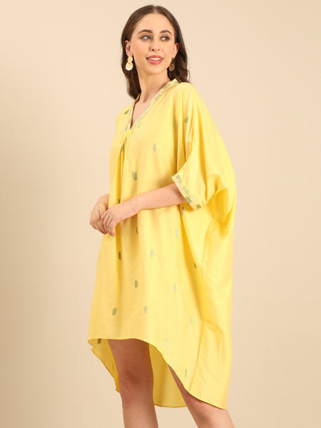 Yellow Cotton Silk Dress  - AS0733