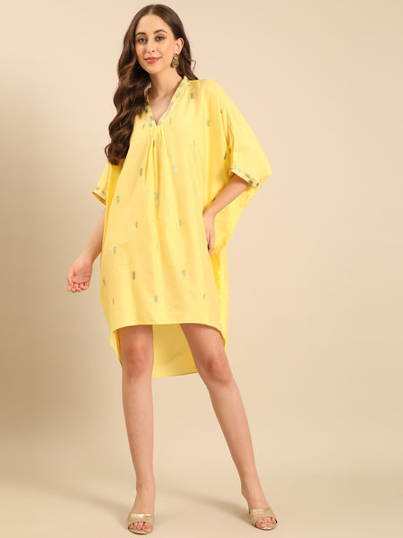 Yellow Cotton Silk Dress  - AS0733