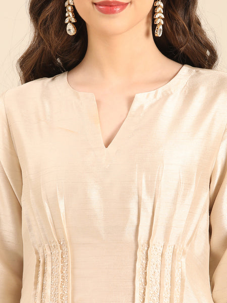 Beige Bemberg Silk Maxi Dress  - AS0734