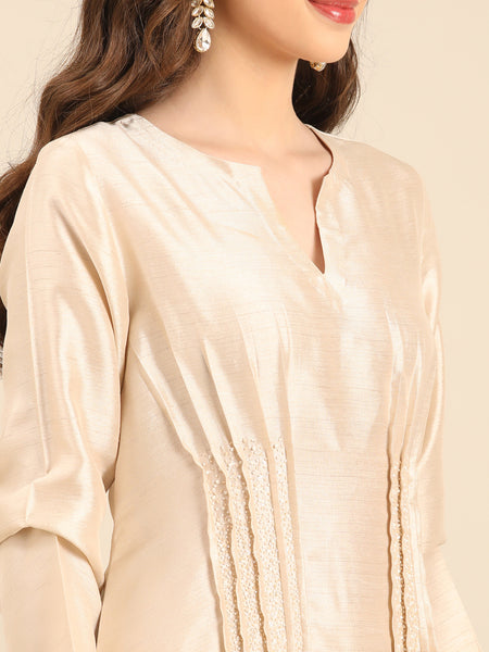 Beige Bemberg Silk Maxi Dress  - AS0734