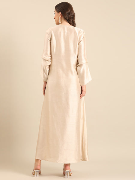 Beige Bemberg Silk Maxi Dress  - AS0734