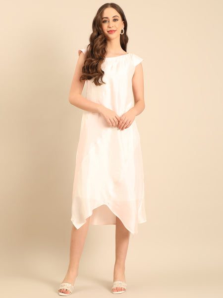 Ivory/ Pink Bemberg Silk Dress  - AS0739