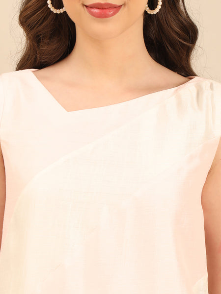 Ivory/ Pink Bemberg Silk Dress  - AS0739