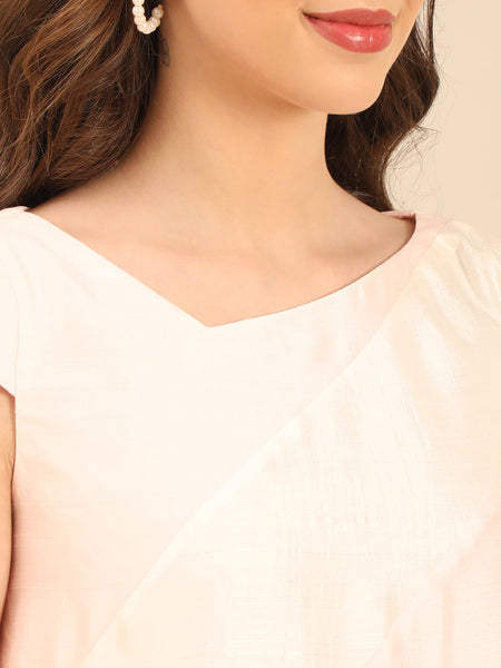 Ivory/ Pink Bemberg Silk Dress  - AS0739