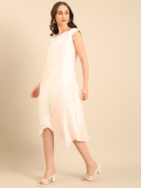 Ivory/ Pink Bemberg Silk Dress  - AS0739