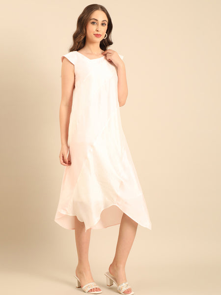 Ivory/ Pink Bemberg Silk Dress  - AS0739