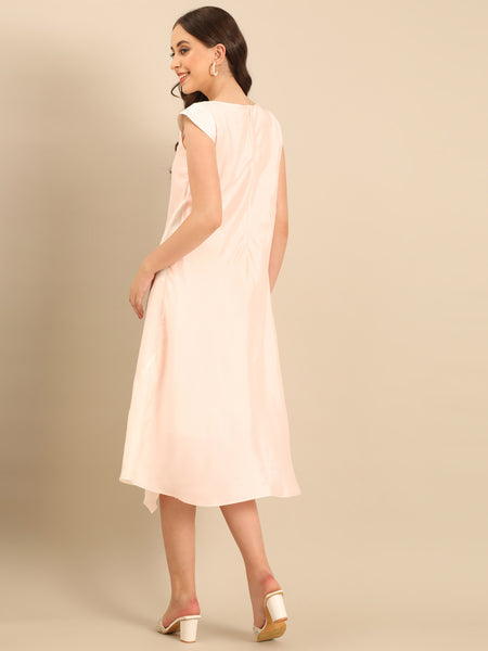 Ivory/ Pink Bemberg Silk Dress  - AS0739