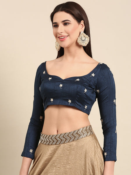 Blue Slub Silk Blouse - ASBL0101