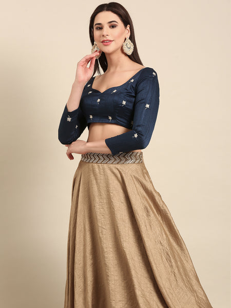 Blue Slub Silk Blouse - ASBL0101