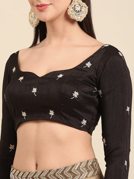 Black Slub Silk Blouse - ASBL0102