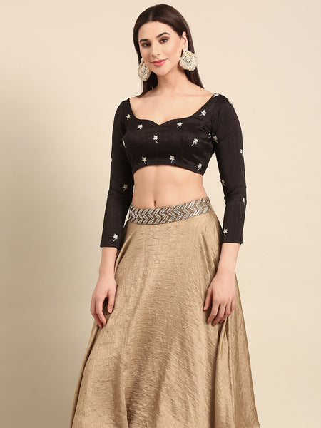 Black Slub Silk Blouse - ASBL0102