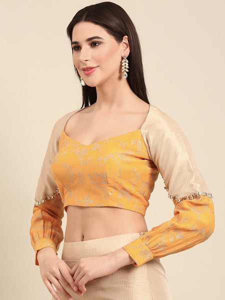 Yellow Gold Kota Chanderi Silk Blouse - ASBL0107