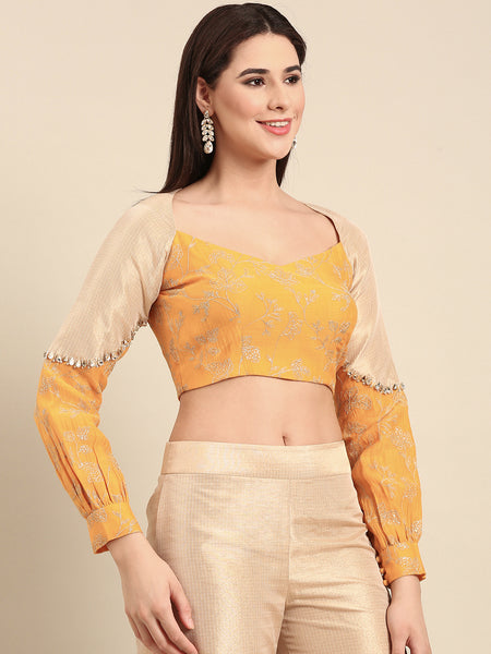 Yellow Gold Kota Chanderi Silk Blouse - ASBL0107